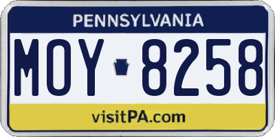 PA license plate MOY8258