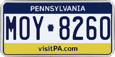 PA license plate MOY8260