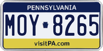 PA license plate MOY8265