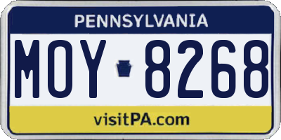 PA license plate MOY8268
