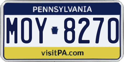 PA license plate MOY8270