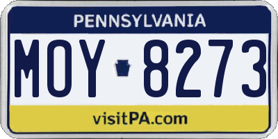 PA license plate MOY8273