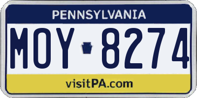 PA license plate MOY8274