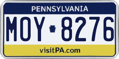 PA license plate MOY8276