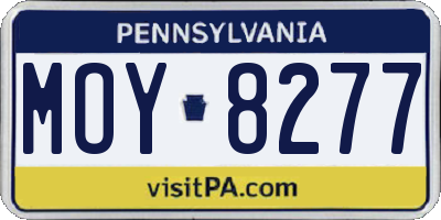 PA license plate MOY8277