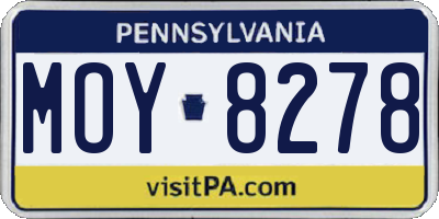 PA license plate MOY8278