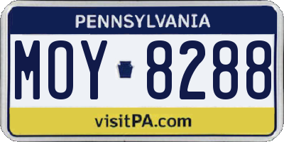 PA license plate MOY8288
