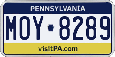 PA license plate MOY8289