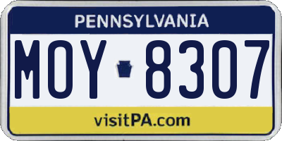 PA license plate MOY8307