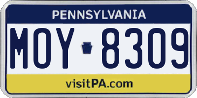 PA license plate MOY8309