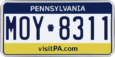 PA license plate MOY8311