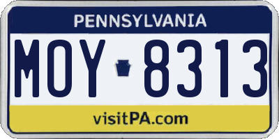 PA license plate MOY8313