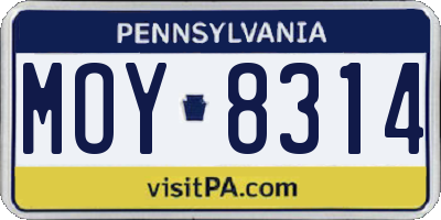 PA license plate MOY8314