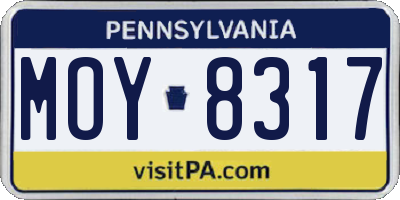 PA license plate MOY8317