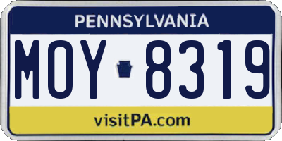 PA license plate MOY8319