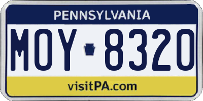 PA license plate MOY8320