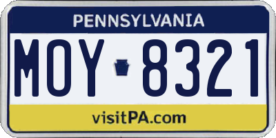PA license plate MOY8321