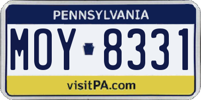 PA license plate MOY8331