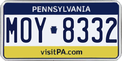 PA license plate MOY8332