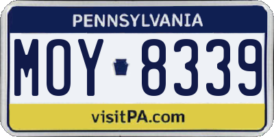 PA license plate MOY8339