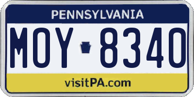 PA license plate MOY8340