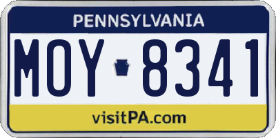PA license plate MOY8341