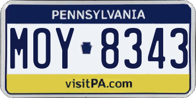 PA license plate MOY8343