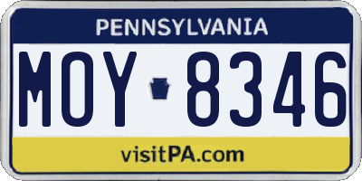 PA license plate MOY8346