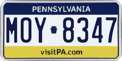 PA license plate MOY8347