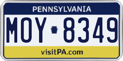 PA license plate MOY8349