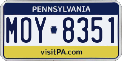 PA license plate MOY8351