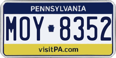 PA license plate MOY8352