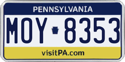 PA license plate MOY8353