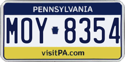 PA license plate MOY8354