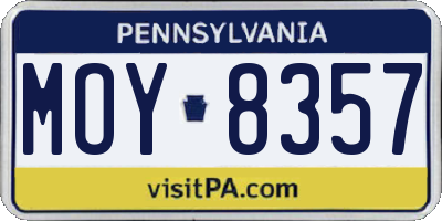 PA license plate MOY8357