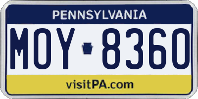PA license plate MOY8360