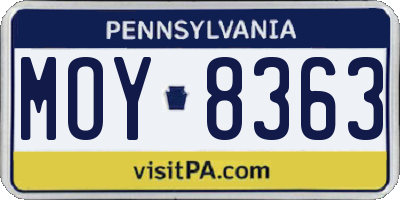 PA license plate MOY8363