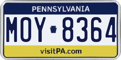 PA license plate MOY8364
