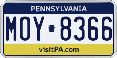 PA license plate MOY8366