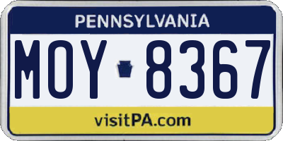 PA license plate MOY8367