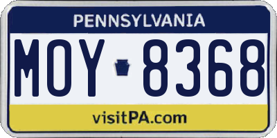 PA license plate MOY8368