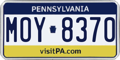 PA license plate MOY8370