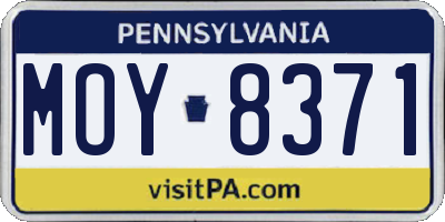 PA license plate MOY8371