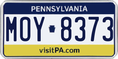 PA license plate MOY8373