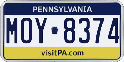 PA license plate MOY8374