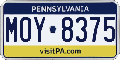 PA license plate MOY8375
