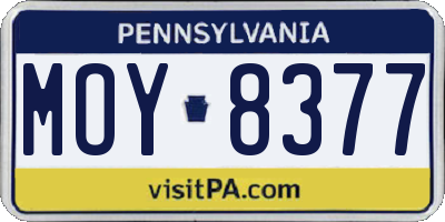 PA license plate MOY8377