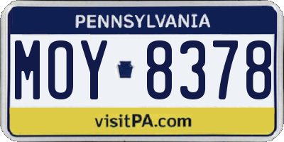 PA license plate MOY8378