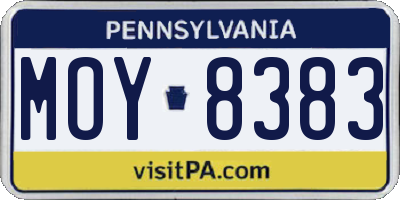 PA license plate MOY8383