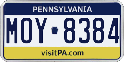 PA license plate MOY8384